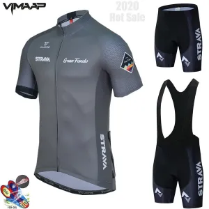 2020 New STRAVA Summer Cycling Jersey Set Breathable Team Racing Sport Bicycle Jersey Mens Cycling Clothing Short Bike Jersey