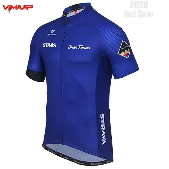 2020 New STRAVA Summer Cycling Jersey Set Breathable Team Racing Sport Bicycle Jersey Mens Cycling Clothing Short Bike Jersey