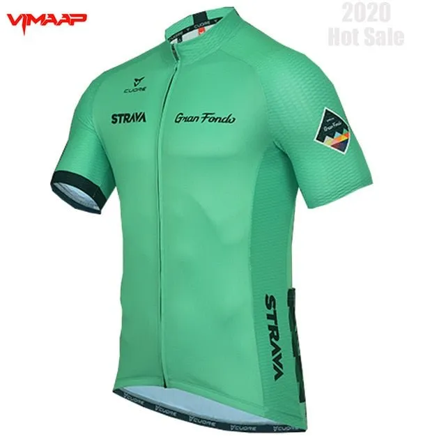 2020 New STRAVA Summer Cycling Jersey Set Breathable Team Racing Sport Bicycle Jersey Mens Cycling Clothing Short Bike Jersey