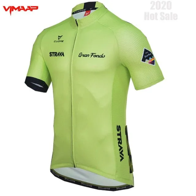 2020 New STRAVA Summer Cycling Jersey Set Breathable Team Racing Sport Bicycle Jersey Mens Cycling Clothing Short Bike Jersey