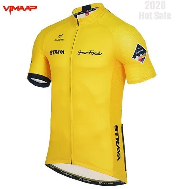 2020 New STRAVA Summer Cycling Jersey Set Breathable Team Racing Sport Bicycle Jersey Mens Cycling Clothing Short Bike Jersey