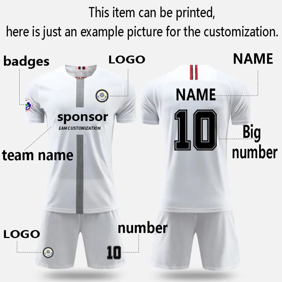 Adults Kids Customized Soccer Football Jersey Shorts Uniform Set