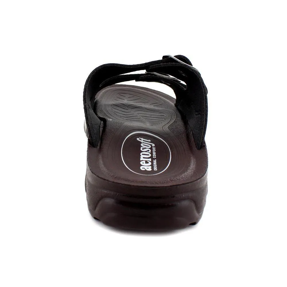 Aerosoft - Grabone A5402 Dual Strap Comfortable Slide Sandals For Men With Metal Buckle