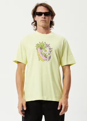 AFENDS Mens Big Talk - Oversized Graphic T-Shirt - Citron