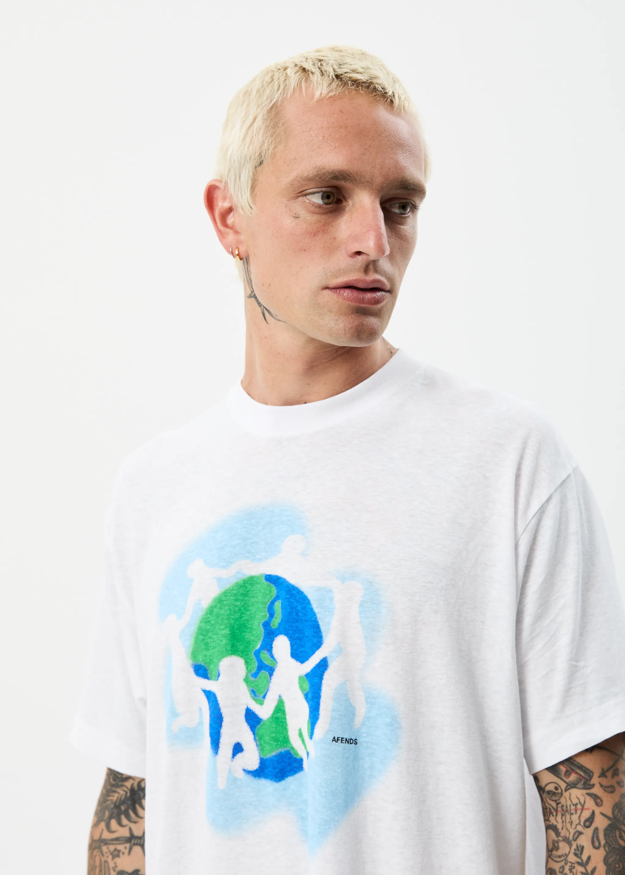 AFENDS Mens Cosmic - Boxy Graphic T-Shirt - White