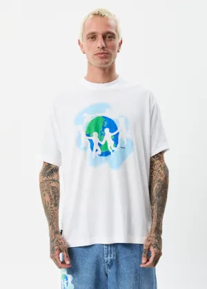 AFENDS Mens Cosmic - Boxy Graphic T-Shirt - White