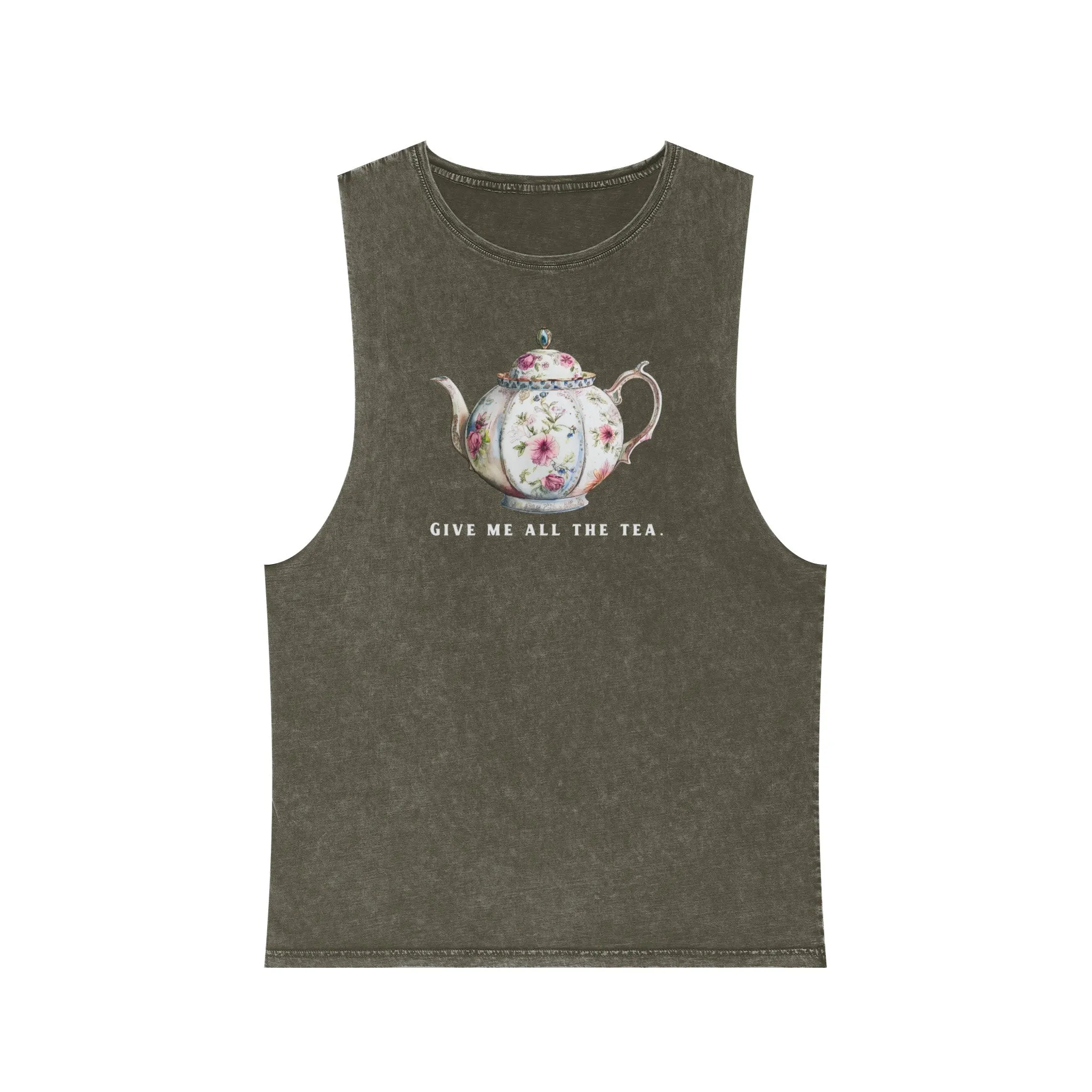 All The Tea Unisex Stonewash Tank Top