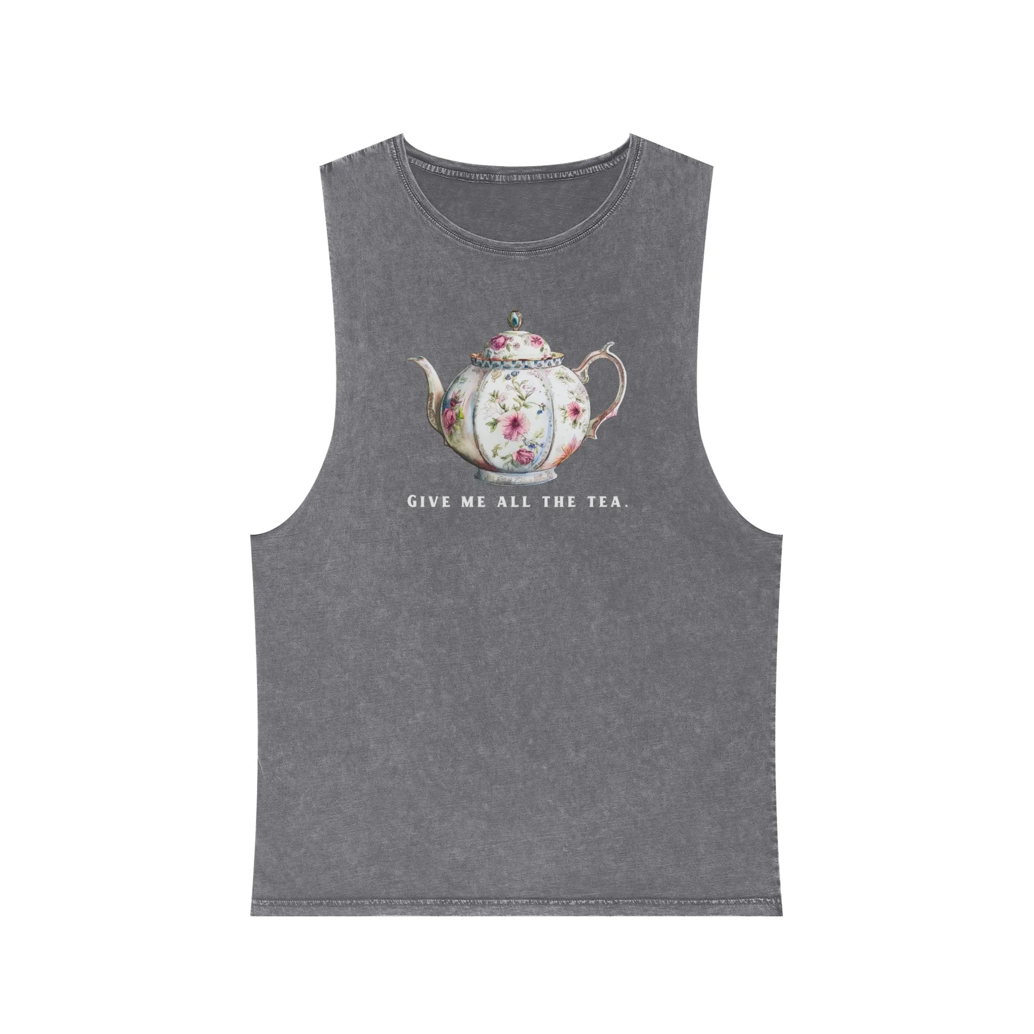 All The Tea Unisex Stonewash Tank Top