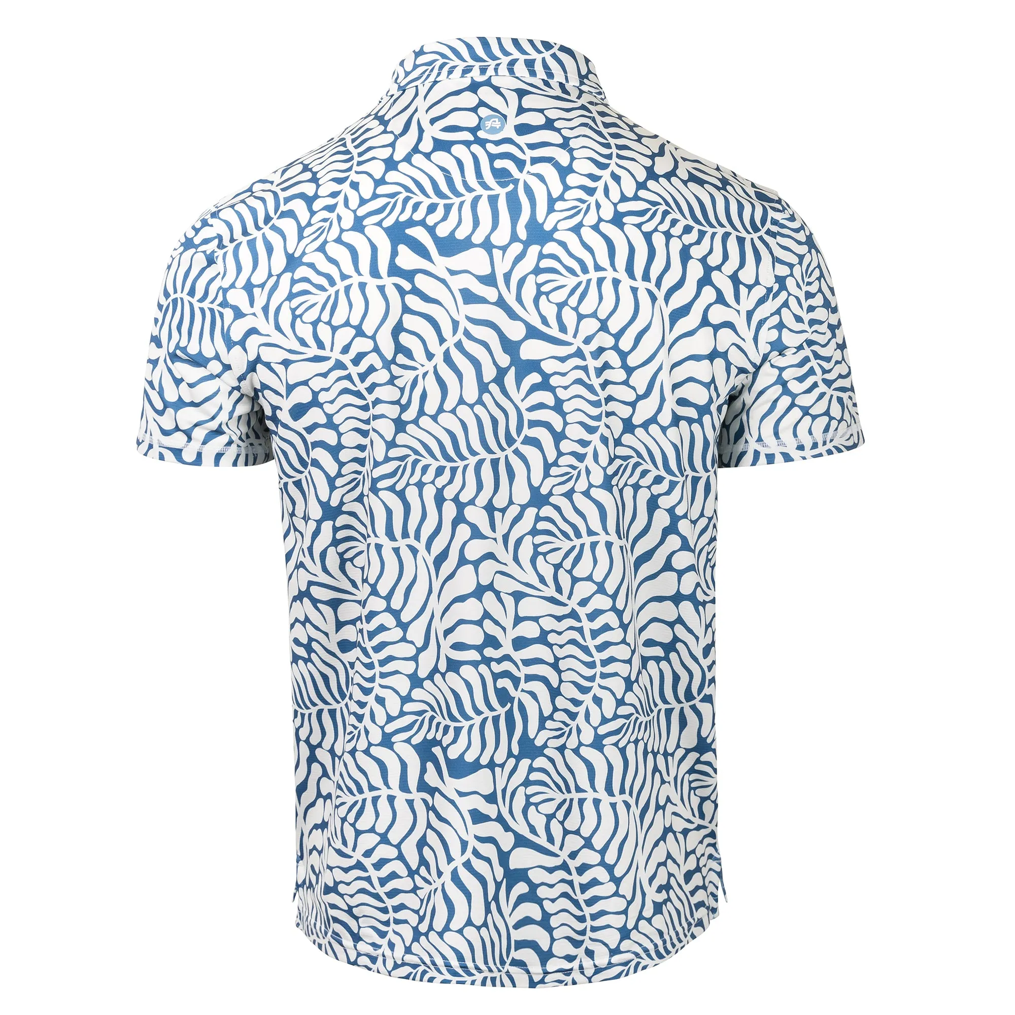 Amble | Viewpoint Full Button Print Polo Sea Kelp