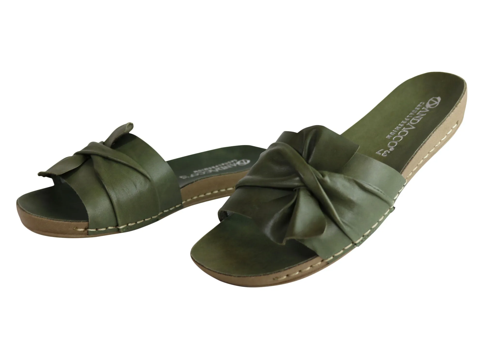 Andacco Maze Womens Comfortable Leather Slide Sandals Made In Brazil