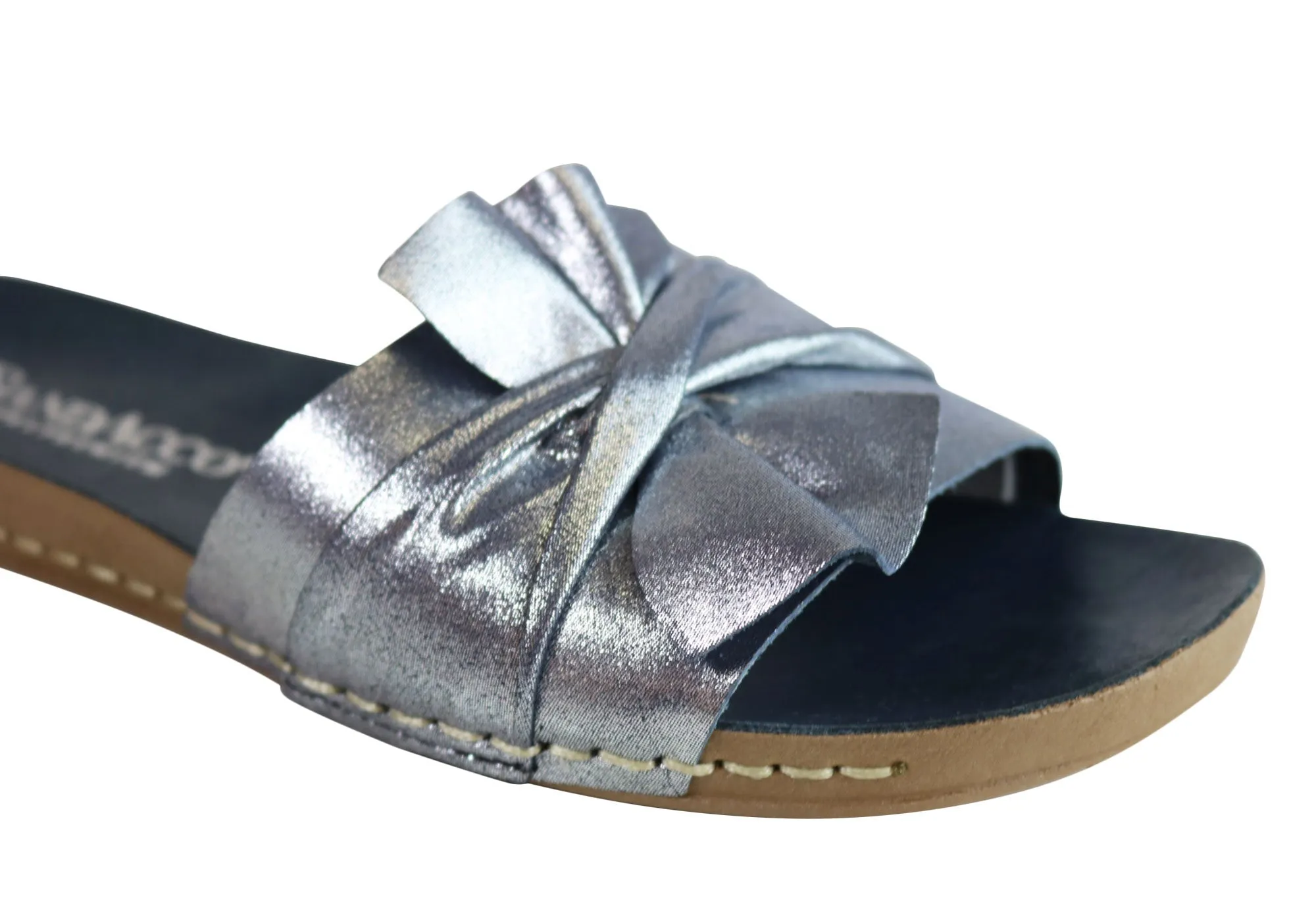 Andacco Maze Womens Comfortable Leather Slide Sandals Made In Brazil