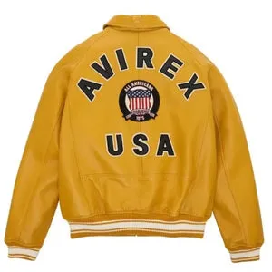 Avirex Icon Yellow Bomber Leather Jacket