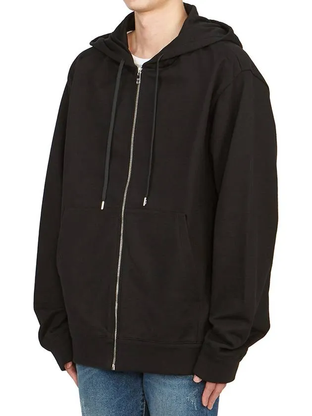 Back Embroidery Logo Cotton Hooded Zip-up Black