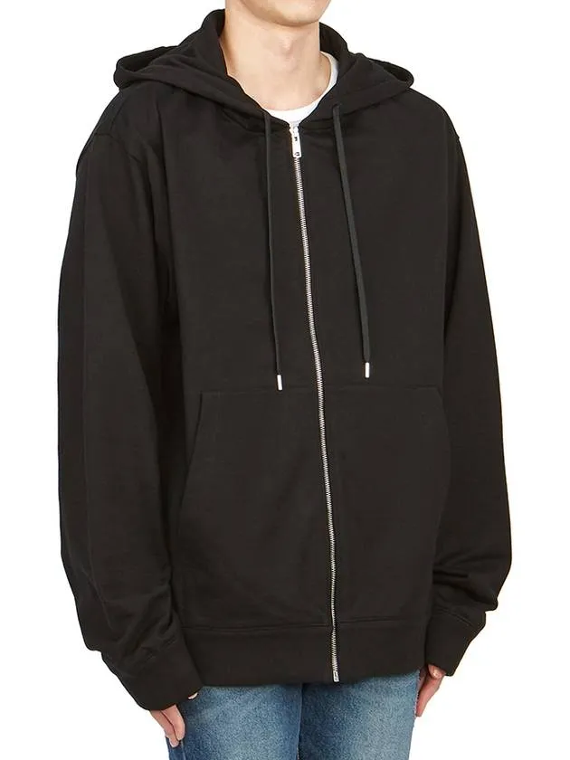 Back Embroidery Logo Cotton Hooded Zip-up Black