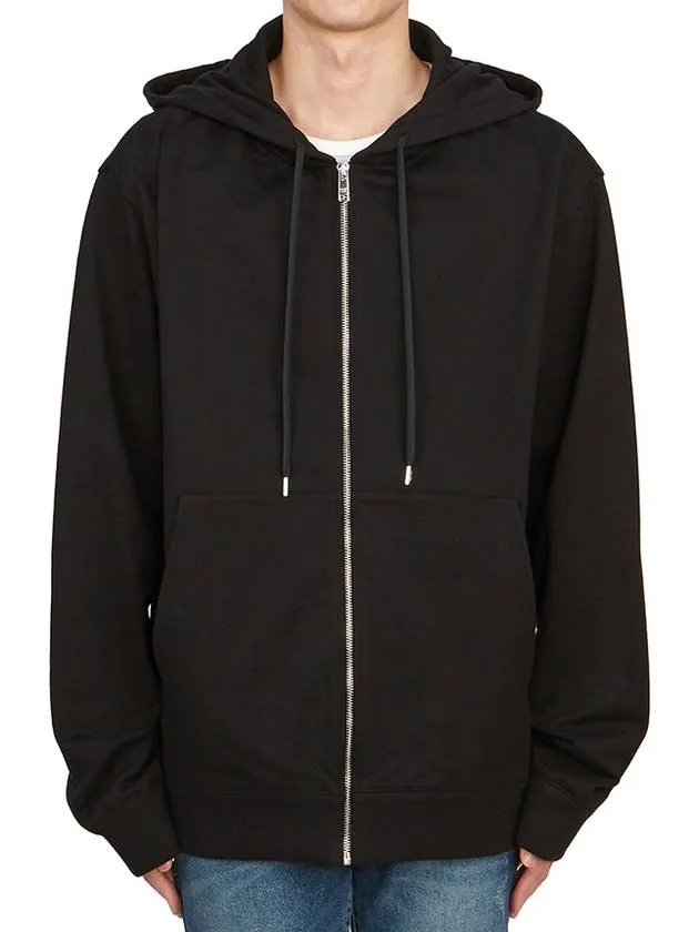 Back Embroidery Logo Cotton Hooded Zip-up Black