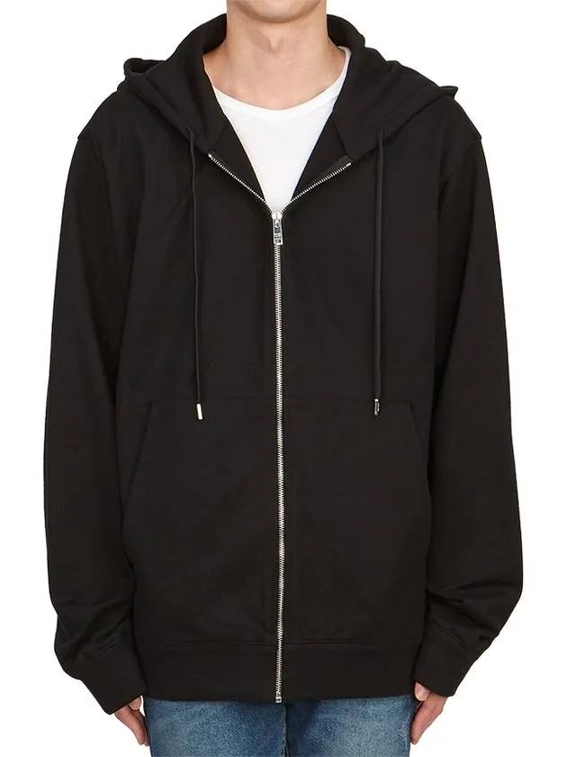 Back Embroidery Logo Cotton Hooded Zip-up Black