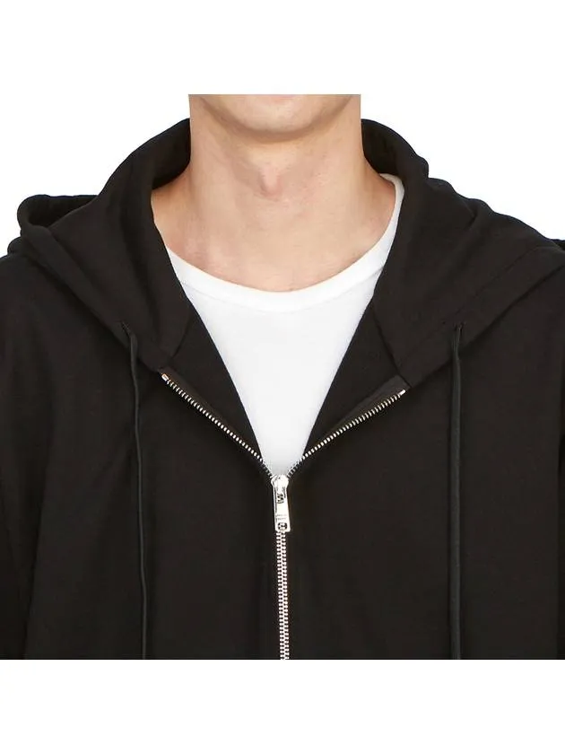 Back Embroidery Logo Cotton Hooded Zip-up Black