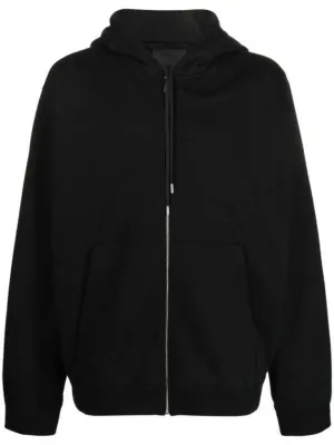 Back Embroidery Logo Cotton Hooded Zip-up Black