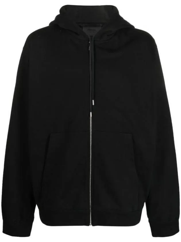 Back Embroidery Logo Cotton Hooded Zip-up Black