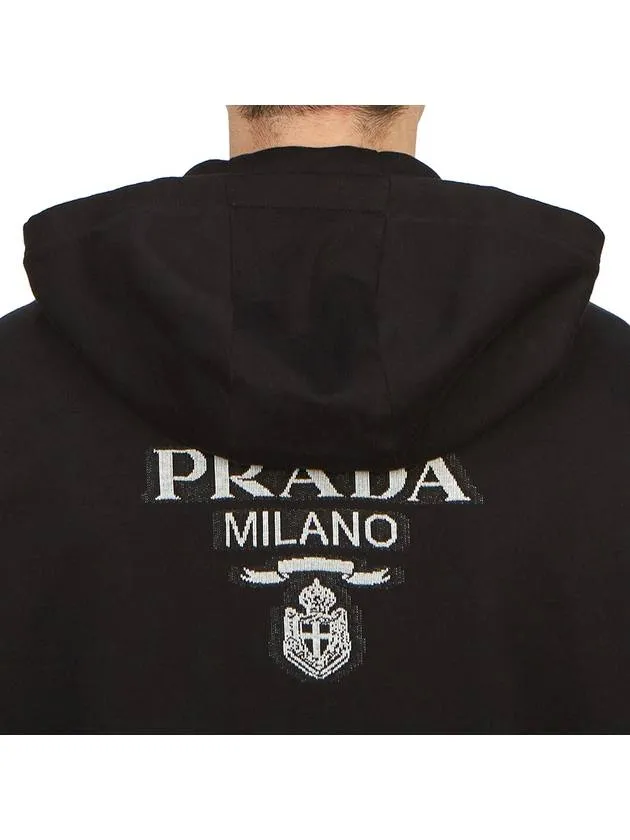 Back Embroidery Logo Cotton Hooded Zip-up Black