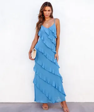 Backless Sling U-Neck Off-Shoulder Maxi Dress