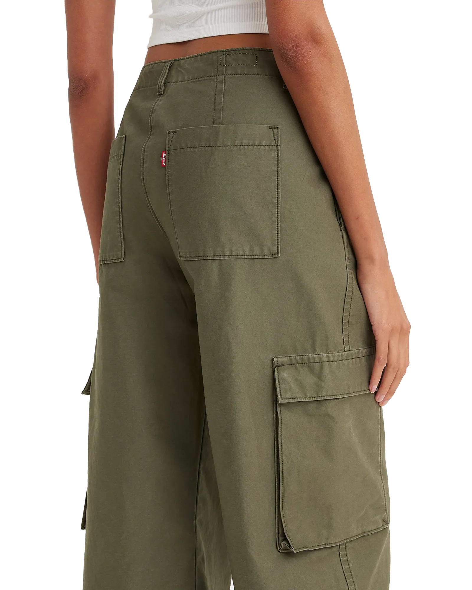 Baggy Cargo Trousers in Olive