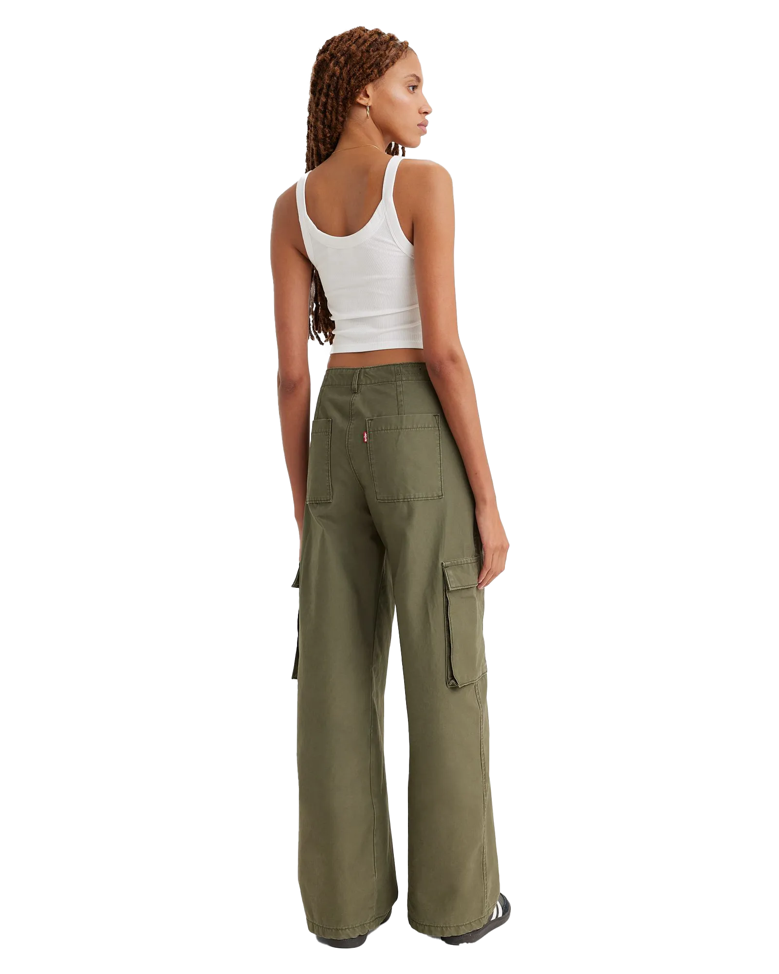 Baggy Cargo Trousers in Olive