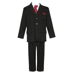 Big Boys Black Pinstripe 5 Piece Vest Jacket Pants Special Occasion Suit 8-20