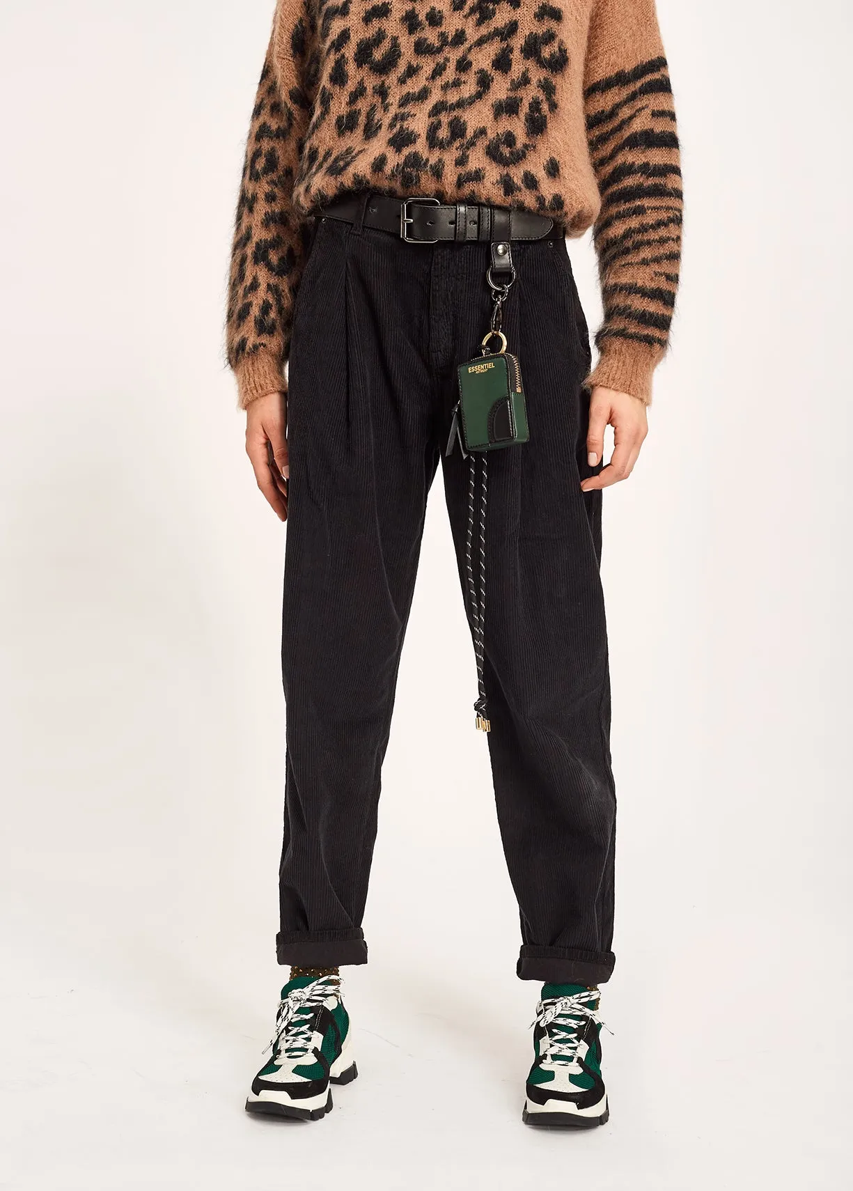 Black cotton-corduroy trousers