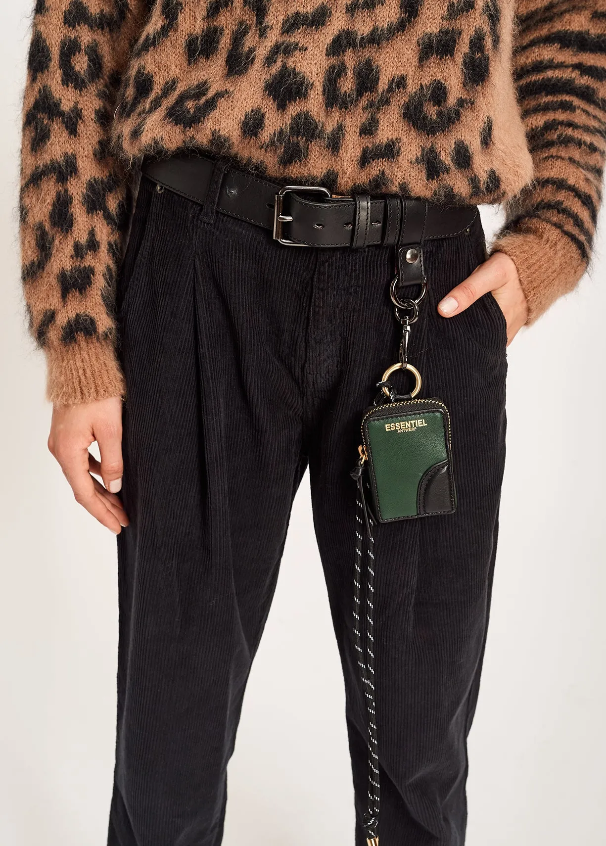 Black cotton-corduroy trousers