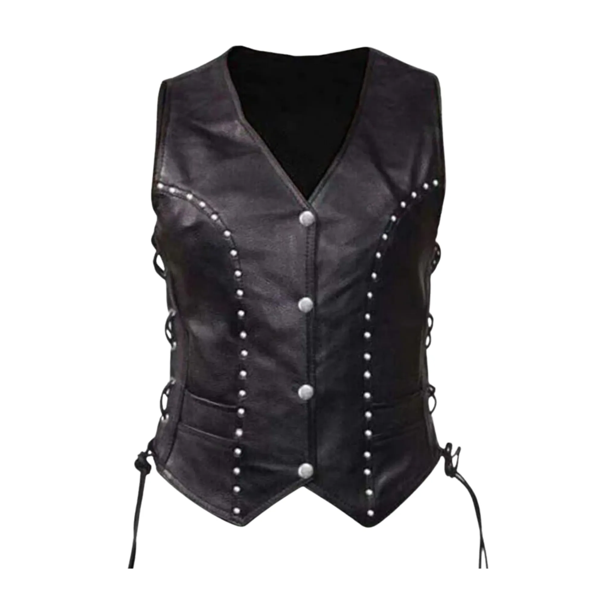 Black Leather Vest for Women