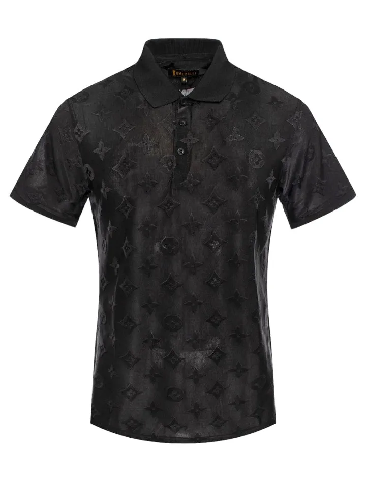 Black Men's Fashion Style printed Plaid Luxury Short Sleeve Polo Italy Design