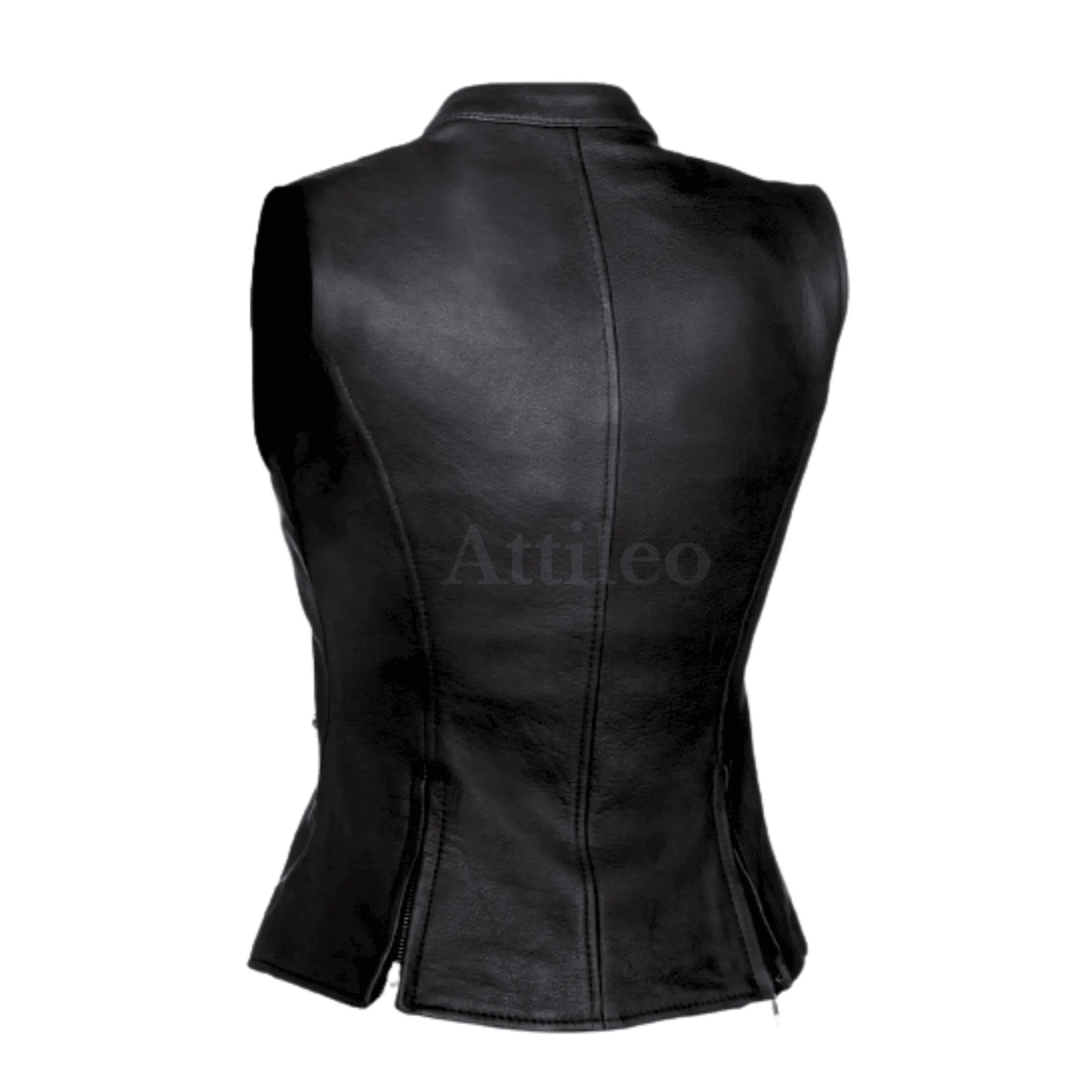 Black Womens Leather Motorcycle Vest