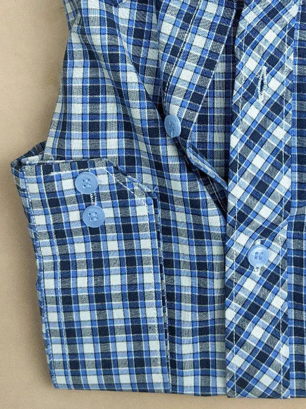 Blue Checks Formal Dress Shirt For Men MFS80