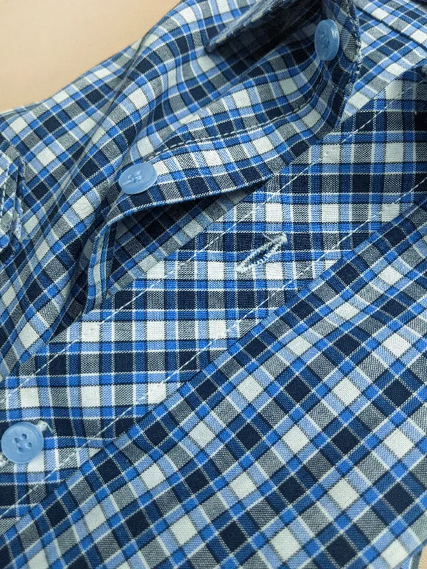 Blue Checks Formal Dress Shirt For Men MFS80