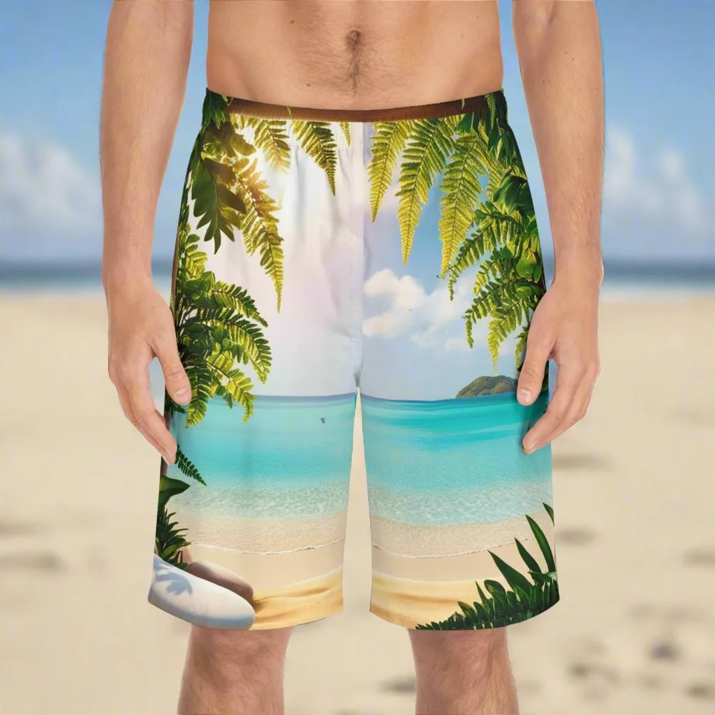 Board Shorts - Mental Health Matters Serene Beach Escape Design