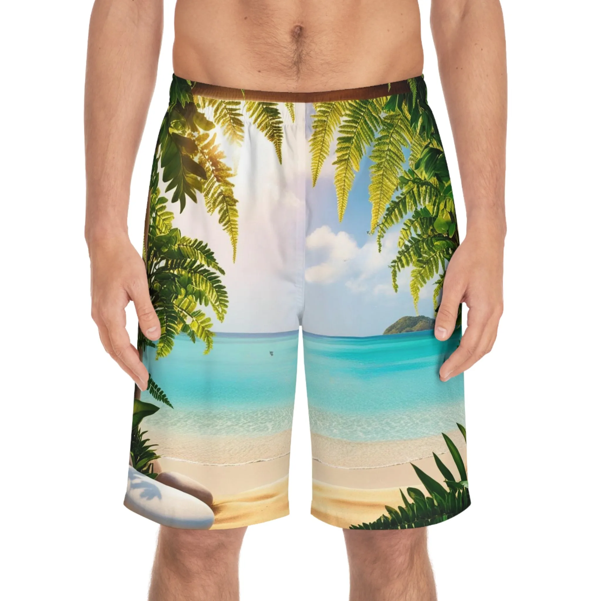 Board Shorts - Mental Health Matters Serene Beach Escape Design