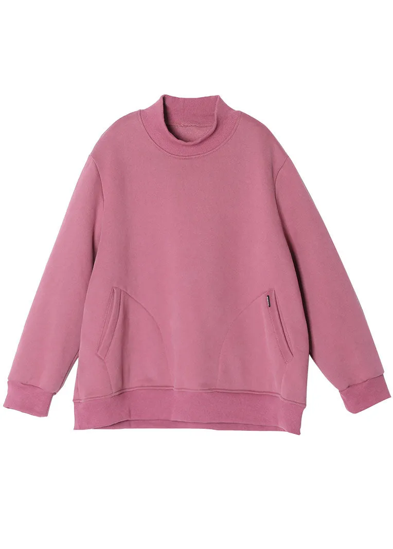 Bohemian Pink Pockets Warm Fleece Sweatshirts Tracksuits Winter