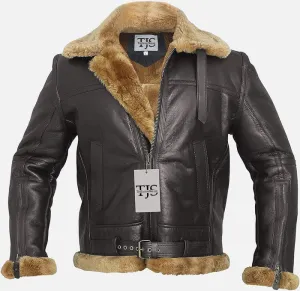 Bomber Ginger Men Bomber Sheepskin Leather Jacket