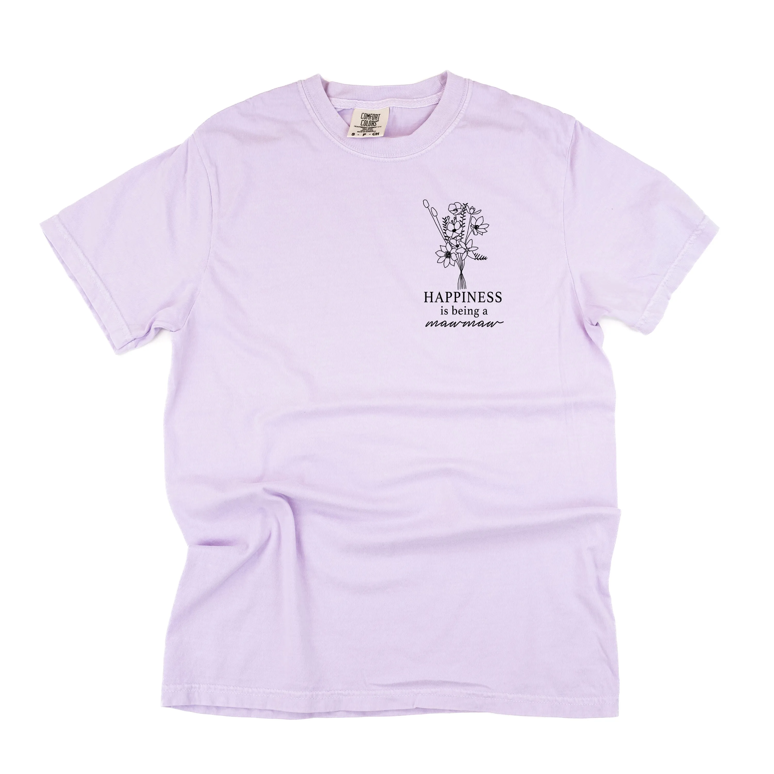 Bouquet Style - Happiness is Being a MAWMAW - SHORT SLEEVE COMFORT COLORS TEE