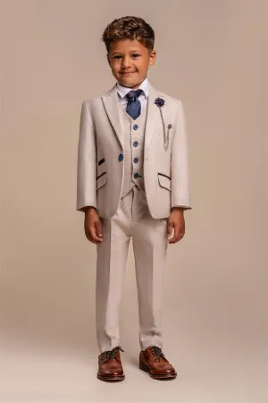 Boys Caridi Beige Three Piece Suit