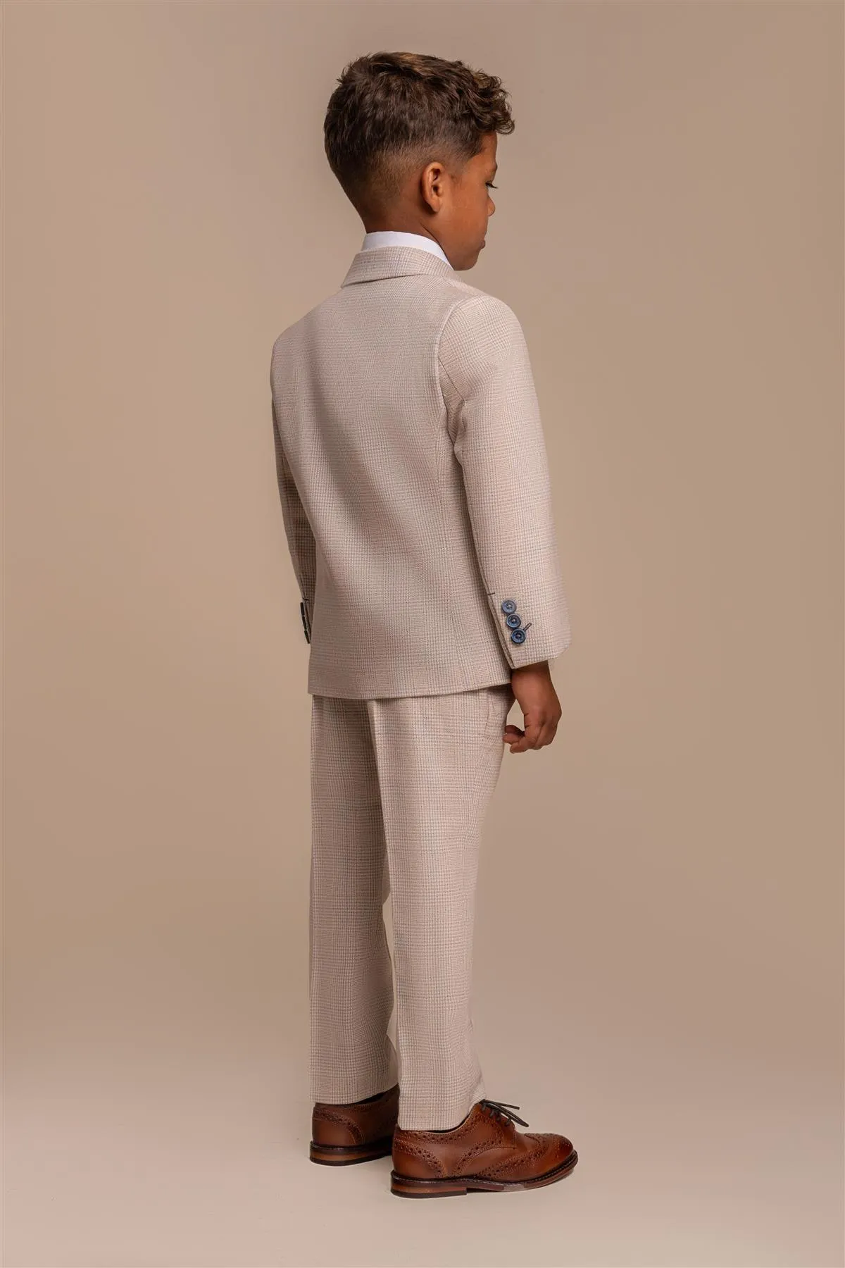 Boys Caridi Beige Three Piece Suit