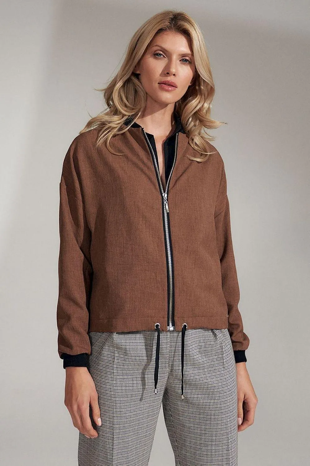 Chic Brown Bomber Jacket