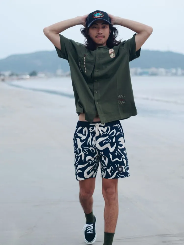 CHILLHANG Skate Style Vintage Beach Shorts - Men's