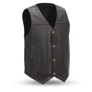 Companion - Men's Motorcycle Black Cowhide Leather Vest