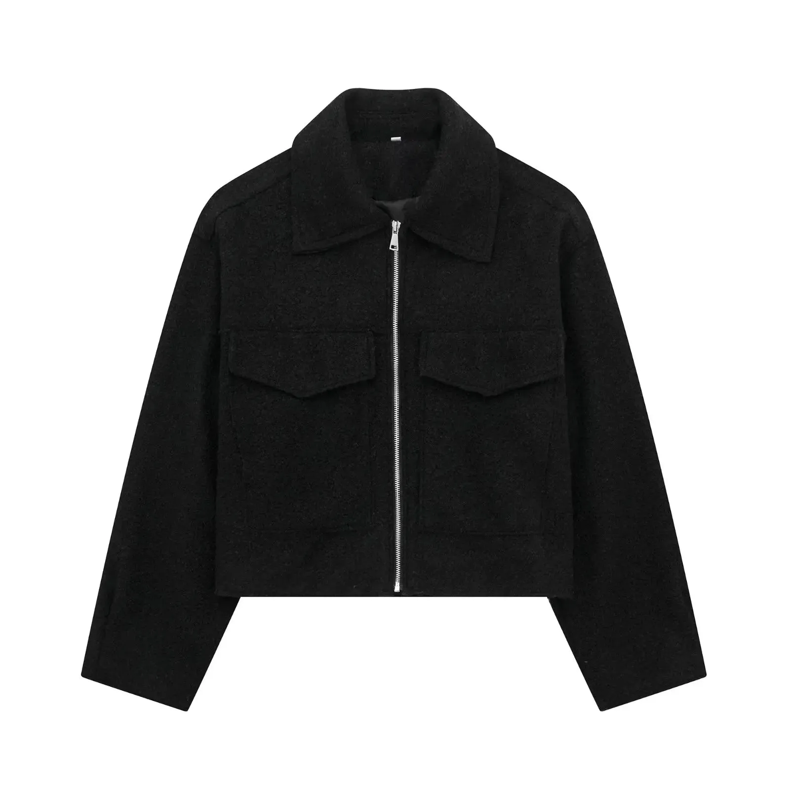 Cropped Wool Jacket Flapper Utility Outerwear