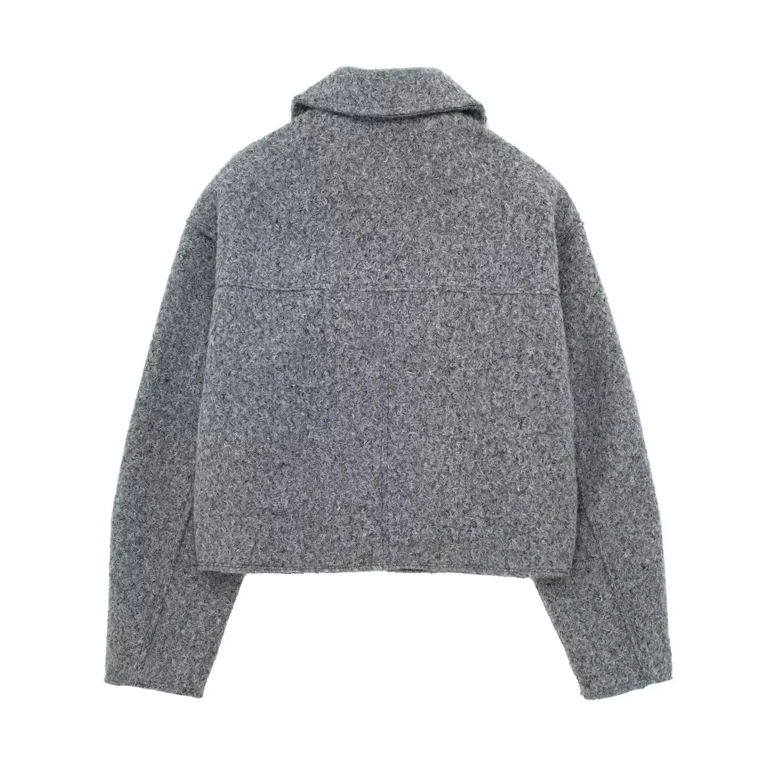 Cropped Wool Jacket Flapper Utility Outerwear