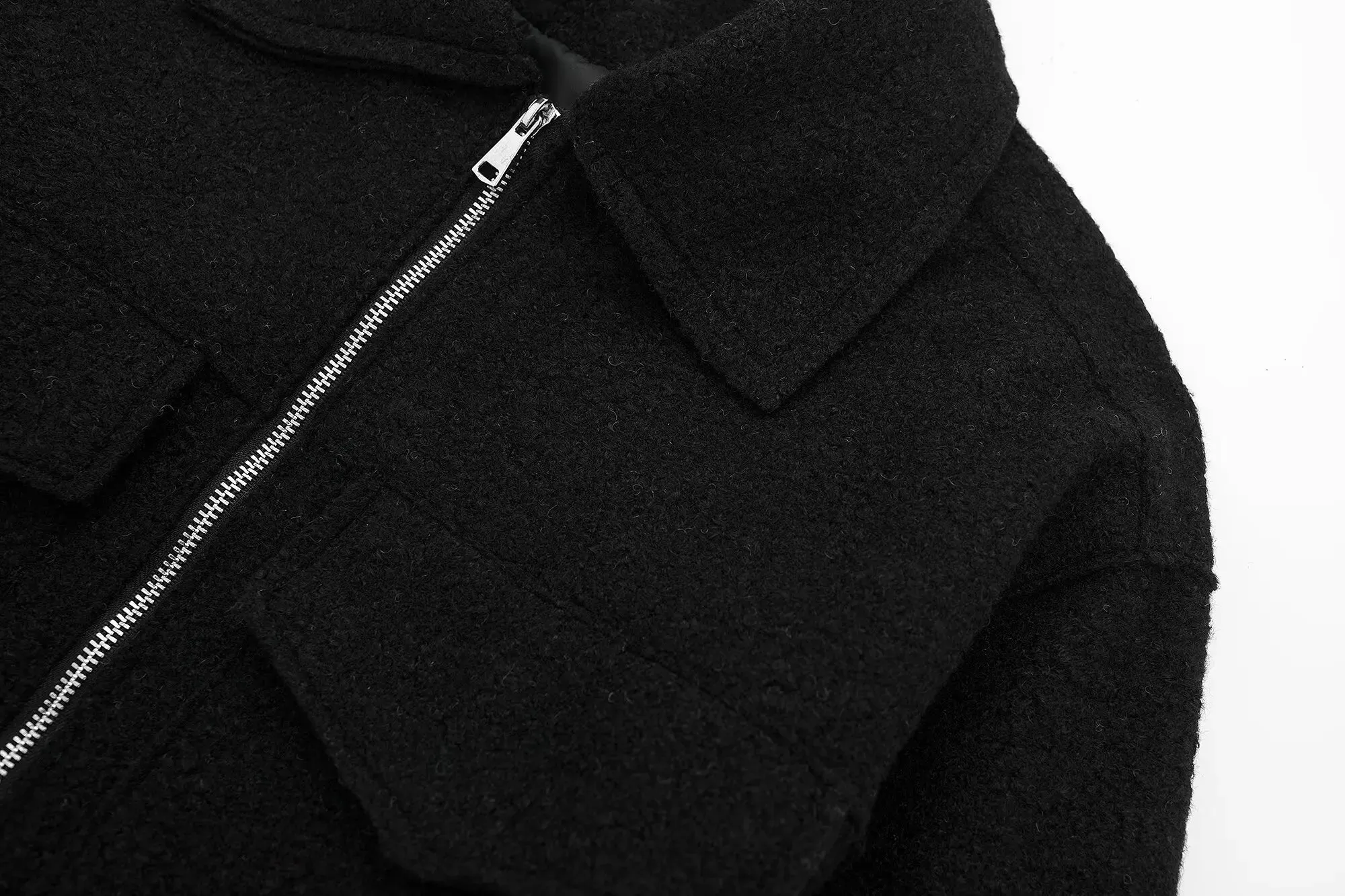 Cropped Wool Jacket Flapper Utility Outerwear