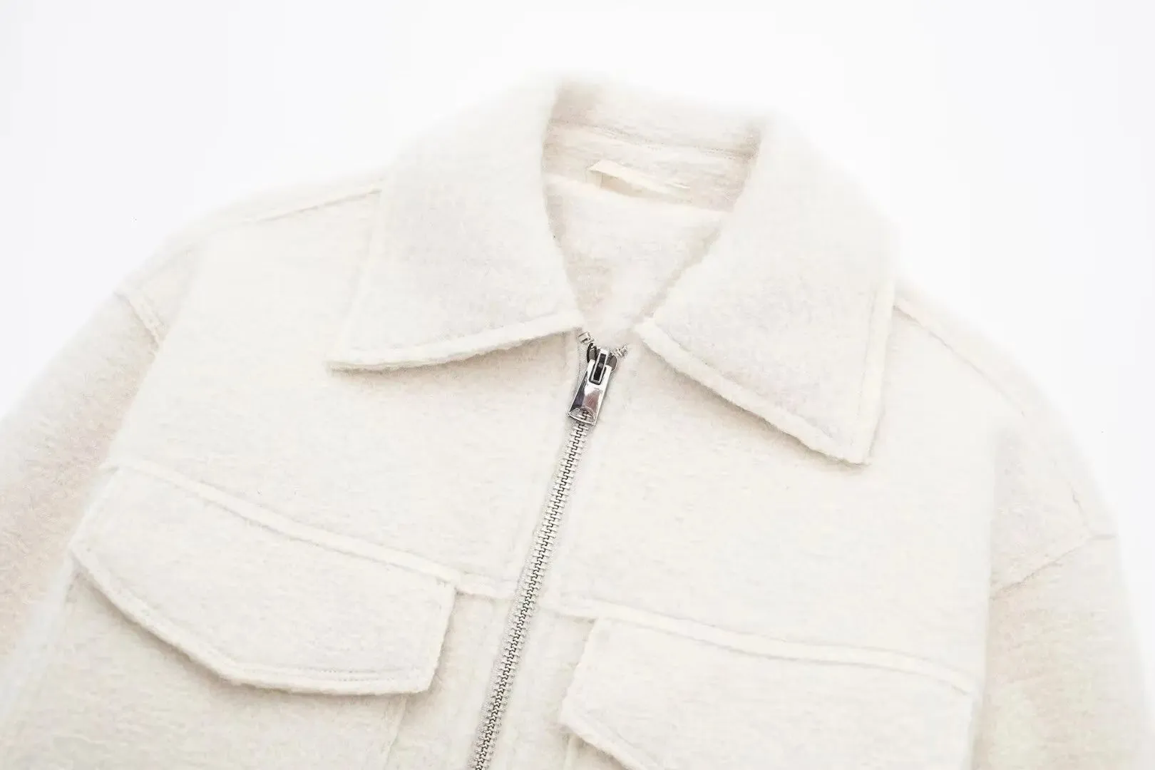 Cropped Wool Jacket Flapper Utility Outerwear