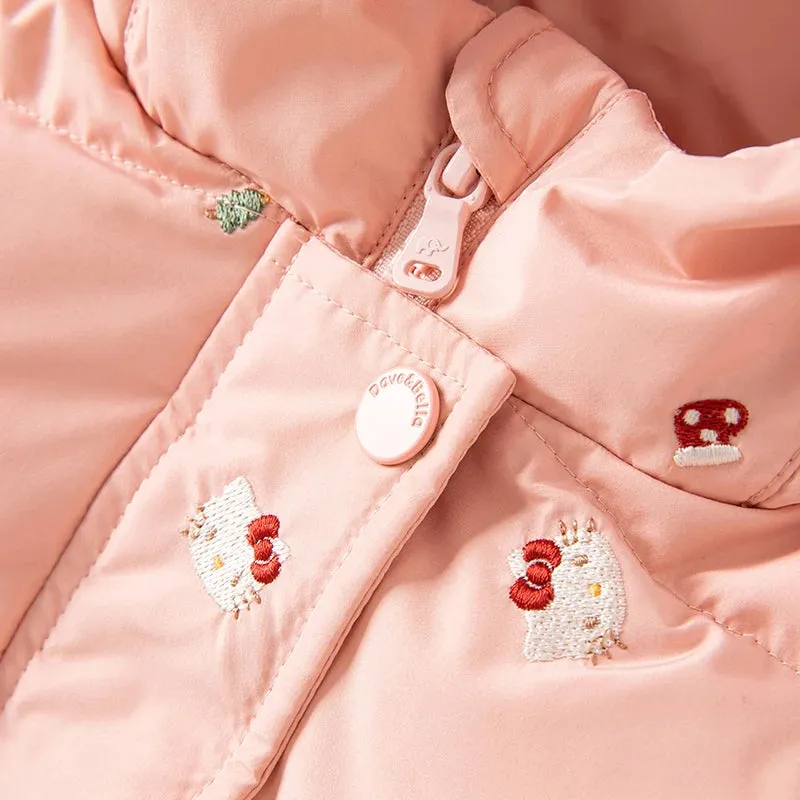 Cute Girls Kitty Printed Hooded Warm Jackets